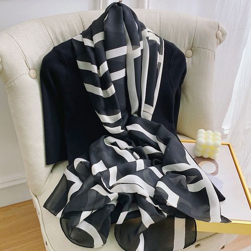 Luxurious Striped Chiffon Shawl - Versatile Beach Wrap & Scarf
