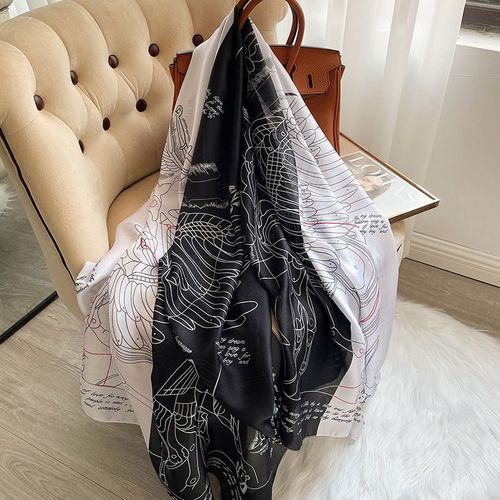 Luxurious Striped Chiffon Shawl - Versatile Beach Wrap & Scarf - 09 / 180cmX90cm