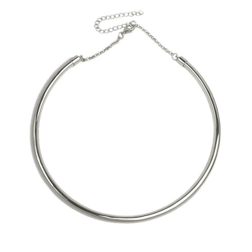 MANILAI Geometric Torques Necklace - Trendy Statement Accessory - Silver Color