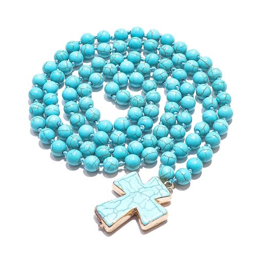 Showboho Blue Turquoise Beaded Necklace for Meditation & Prayer