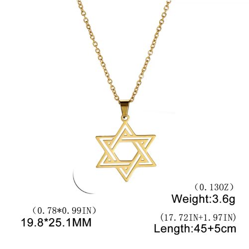 KKJOY Hexagram Pendant Necklace - Durable Stainless Steel Gift - gold