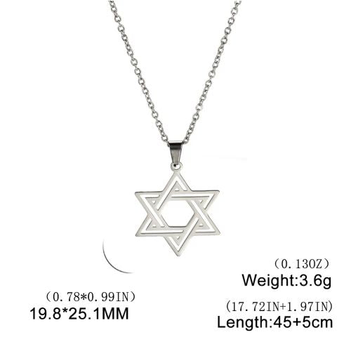 KKJOY Hexagram Pendant Necklace - Durable Stainless Steel Gift - silver