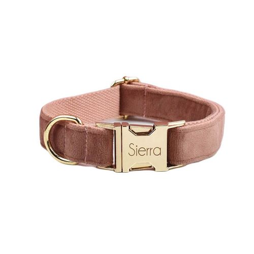 Personalised Velvet Dog Collar & Leash Set | Custom Engraved Pet Supplies
