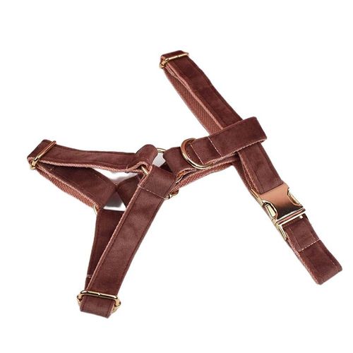 Personalised Velvet Dog Collar & Leash Set | Custom Engraved Pet Supplies - Harness / S