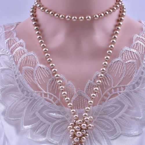 QIMOIR Long Drop Glass Necklace - Elegant Multi-layer Necklace Accessory