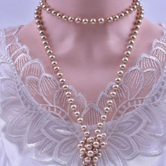 QIMOIR Long Drop Glass Necklace - Elegant Multi-layer Necklace Accessory