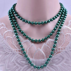 QIMOIR Long Drop Glass Necklace - Elegant Multi-layer Necklace Accessory