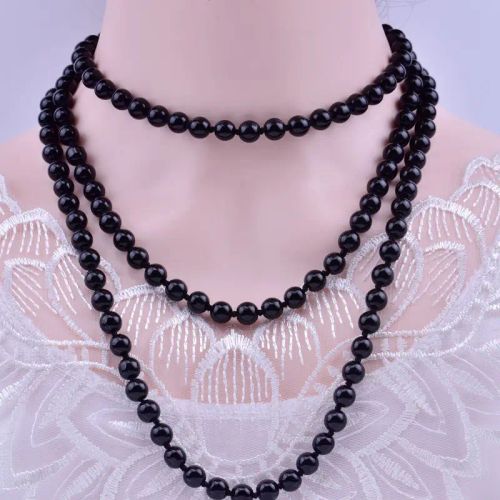 QIMOIR Long Drop Glass Necklace - Elegant Multi-layer Necklace Accessory