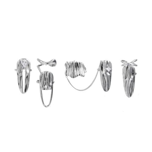 FanYin Geometric Metal Rings Set - Trendy Party jewellery - Silver