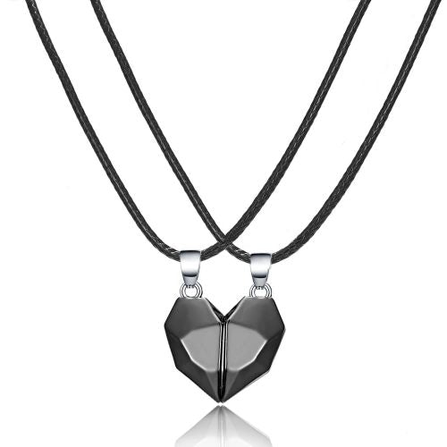Rinhoo Heart Pendant Necklace - Stylish Design for Anniversaries - all black