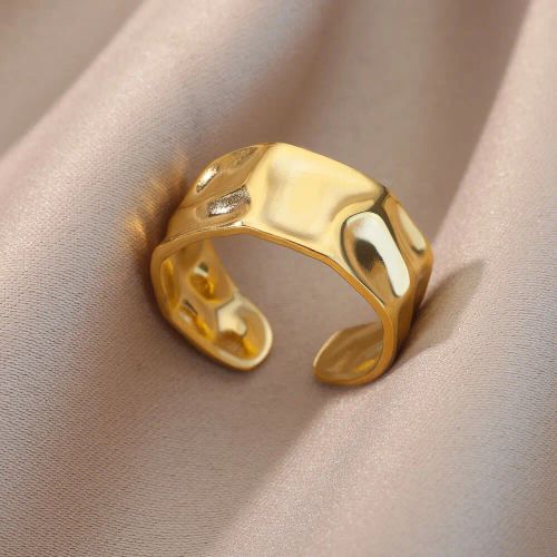 Elegant Geometric Stainless Steel Open Rings for Trendy Couples