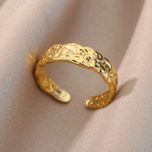 Elegant Geometric Stainless Steel Open Rings for Trendy Couples - JZ4184G-25