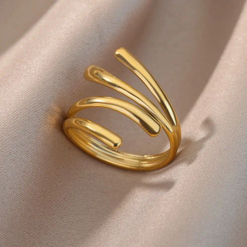 Elegant Geometric Stainless Steel Open Rings for Trendy Couples - JZ4184G-29