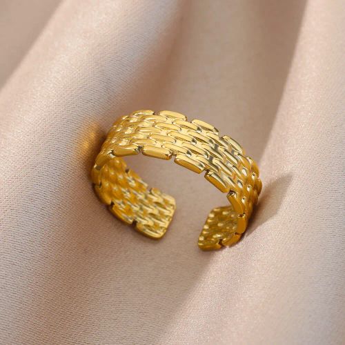 Elegant Geometric Stainless Steel Open Rings for Trendy Couples - JZ4184G-23
