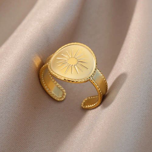 Elegant Geometric Stainless Steel Open Rings for Trendy Couples - JZ4184G-15