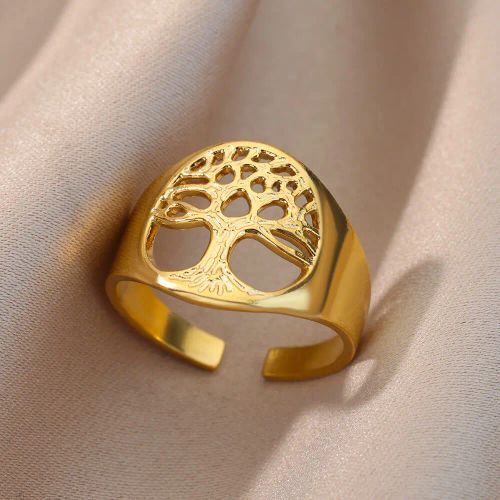Elegant Geometric Stainless Steel Open Rings for Trendy Couples