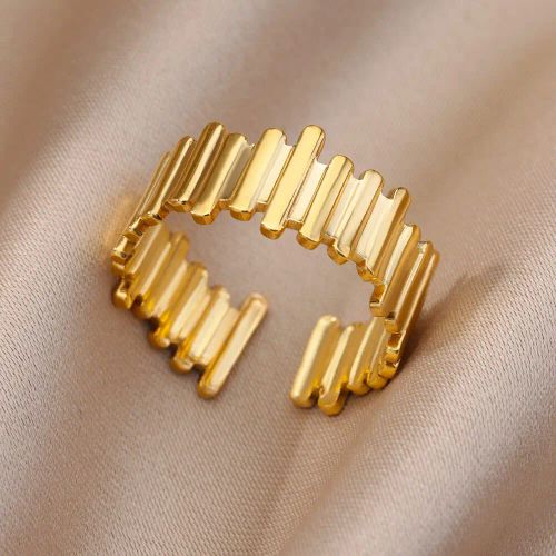 Elegant Geometric Stainless Steel Open Rings for Trendy Couples - JZ3943G