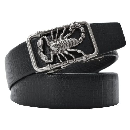 CEXIKA Metal Scorpion 3D Buckle Leather Belt - Stylish Fashion Accessory - 125cm / Silver