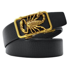 CEXIKA Metal Scorpion 3D Buckle Leather Belt - Stylish Fashion Accessory