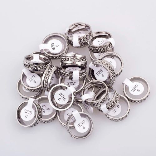EKUSTYEE Stainless Steel Chain Rings - Stylish & Durable Cocktail Rings