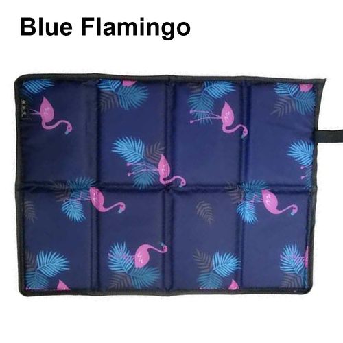 Portable Folding Waterproof Camping Mat - Lightweight Outdoor Seat Pad - Blue Flamingo