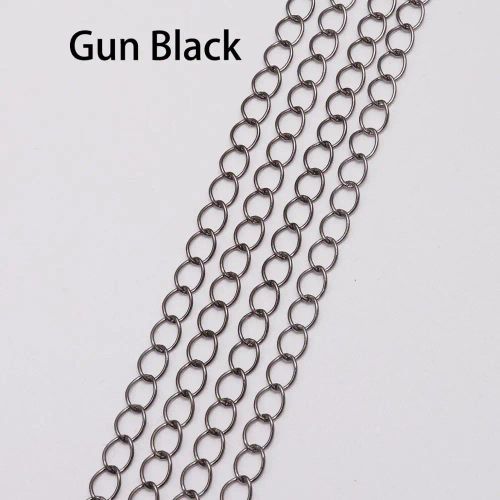 St.kunkka Tail Extender Chain - 5m Necklace Making Supplies - Gun Black / 3.6mm x 5m