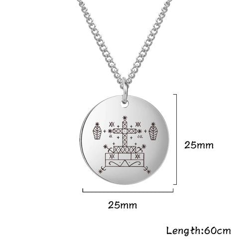 Dawapara Vintage Voodoo Symbol Pendant Necklace - Stylish Accessory - steel color / Style