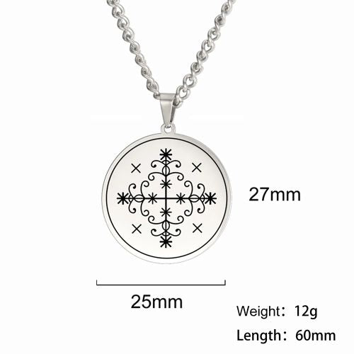 Dawapara Vintage Voodoo Symbol Pendant Necklace - Stylish Accessory - steel color / Style Q