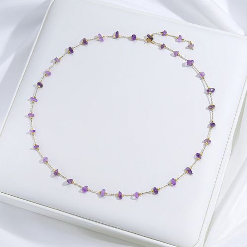Lina Jw Adjustable Stone Necklace - Handmade Fashion Accessory - Amethyst