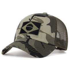 Brazilian Flag Camouflage Cap - Adjustable Casual Baseball Hat