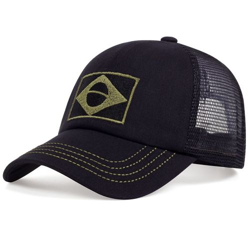 Brazilian Flag Camouflage Cap - Adjustable Casual Baseball Hat - black