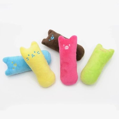 Interactive Plush Cat Toy - Funny Squeaky Teeth Grinding Pet Accessory - random color