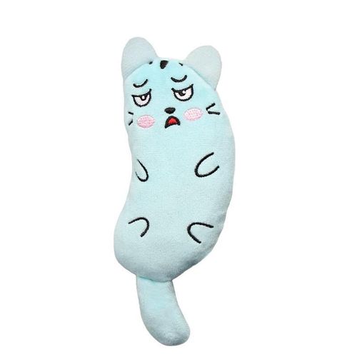 Interactive Plush Cat Toy - Funny Squeaky Teeth Grinding Pet Accessory - Skyblue