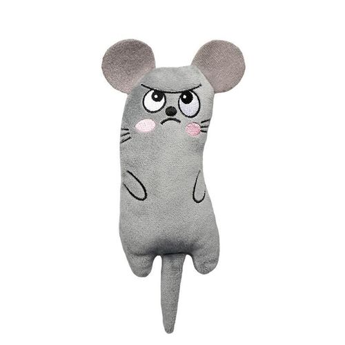 Interactive Plush Cat Toy - Funny Squeaky Teeth Grinding Pet Accessory - GRAY