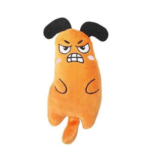 Interactive Plush Cat Toy - Funny Squeaky Teeth Grinding Pet Accessory - Orange