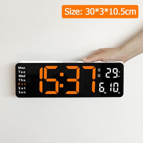 Digital Wall Clock LED Display with Remote Control & Dual Alarms