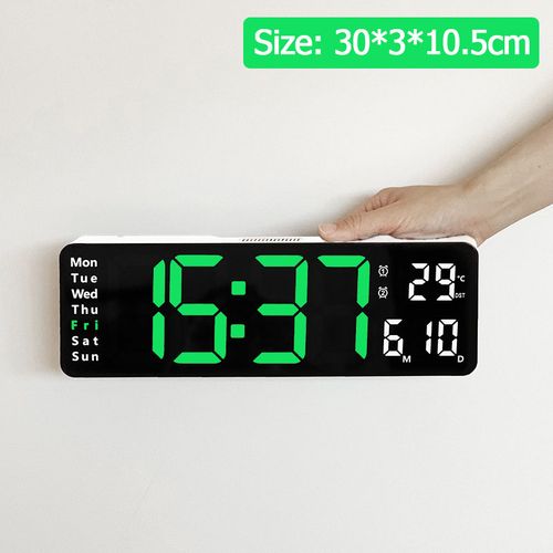 Digital Wall Clock LED Display with Remote Control & Dual Alarms