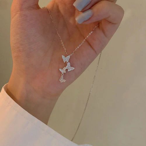 Exquisite Double Layer Butterfly Necklace for Elegant Occasions
