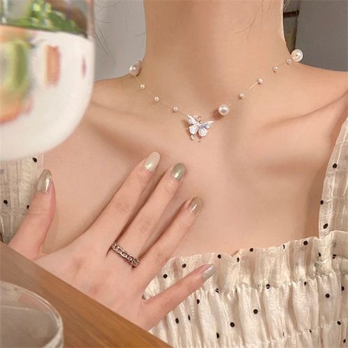 Exquisite Double Layer Butterfly Necklace for Elegant Occasions - DJ-909