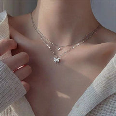 Exquisite Double Layer Butterfly Necklace for Elegant Occasions