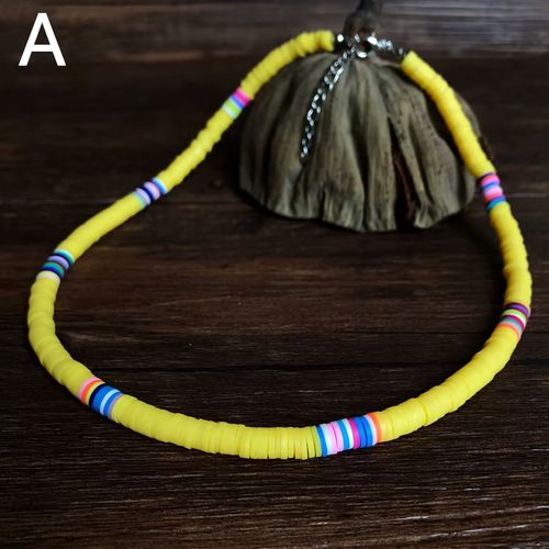 Boho Style Necklace Colorful Clay Beaded Choker Party Rainbow Polymer Clay Necklace Jewelry Gifts for Women Girls