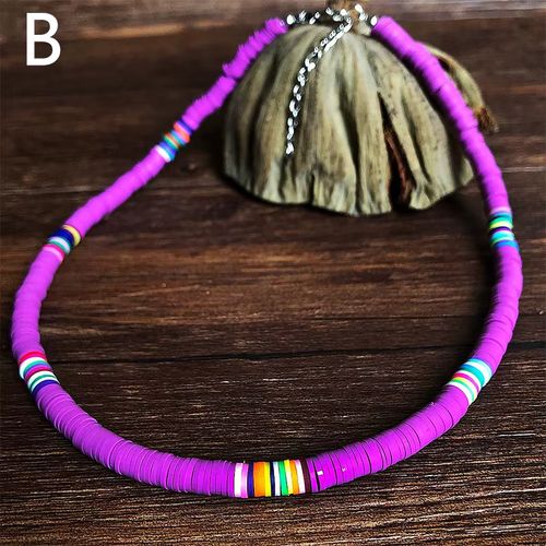 Boho Style Necklace Colorful Clay Beaded Choker Party Rainbow Polymer Clay Necklace Jewelry Gifts for Women Girls