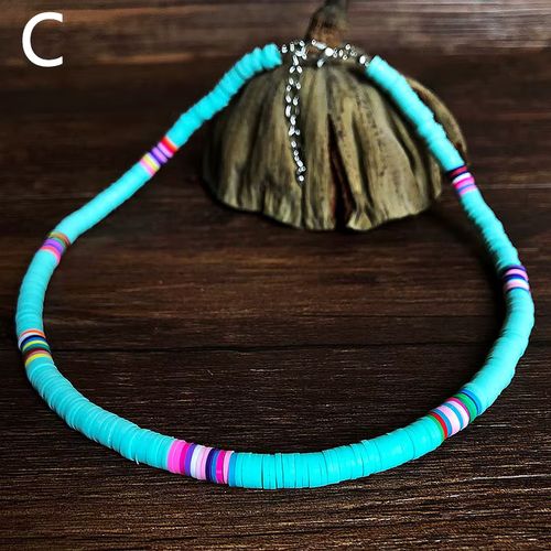 Boho Style Necklace Colorful Clay Beaded Choker Party Rainbow Polymer Clay Necklace Jewelry Gifts for Women Girls