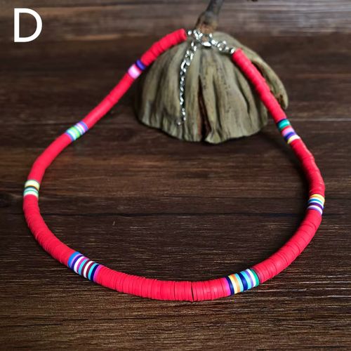 Boho Style Necklace Colorful Clay Beaded Choker Party Rainbow Polymer Clay Necklace Jewelry Gifts for Women Girls