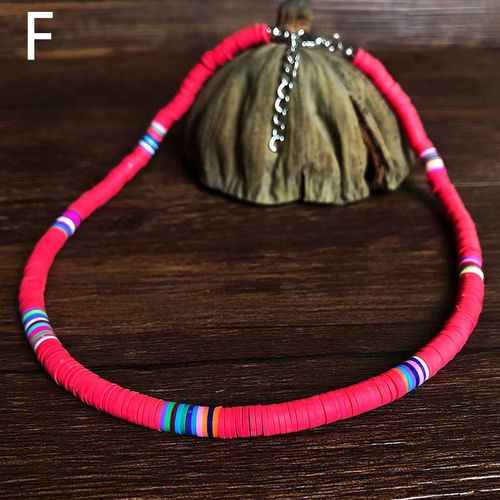 Boho Style Necklace Colorful Clay Beaded Choker Party Rainbow Polymer Clay Necklace Jewelry Gifts for Women Girls