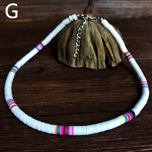 Boho Style Necklace Colorful Clay Beaded Choker Party Rainbow Polymer Clay Necklace Jewelry Gifts for Women Girls