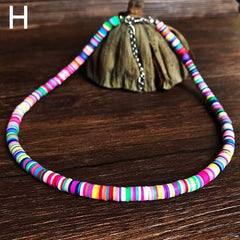 Boho Style Necklace Colorful Clay Beaded Choker Party Rainbow Polymer Clay Necklace Jewelry Gifts for Women Girls