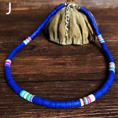 Boho Style Necklace Colorful Clay Beaded Choker Party Rainbow Polymer Clay Necklace Jewelry Gifts for Women Girls