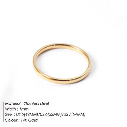 e-Manco Stainless Steel Stacking Rings - Elegant Fashion Jewellery - YJ35612-1MM Glod / 6