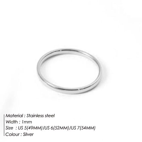 e-Manco Stainless Steel Stacking Rings - Elegant Fashion Jewellery - YJ35612-1MM Sliver / 7